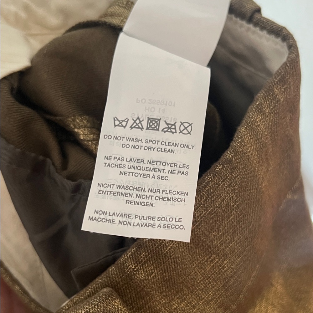 J. Crew Metallic Gold Woven Linen Blend Dress Pants Size 12 - Picture 7 of 7